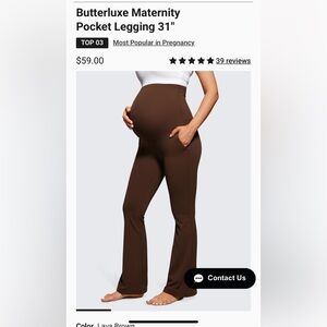 CRZ Butterluxe pocket flare maternity legging in brown